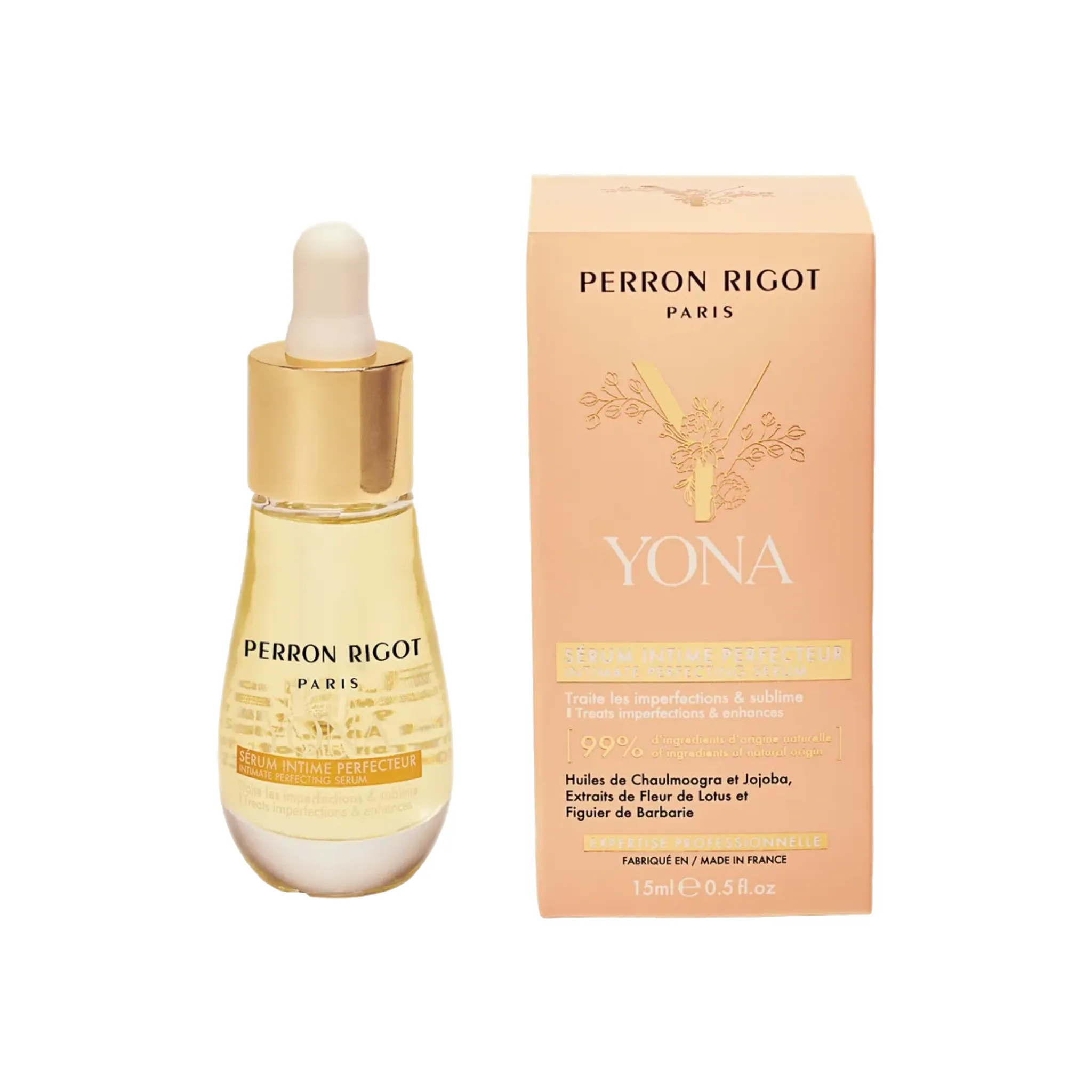 Perron Rigot Yona Intimate Perfecting Serum in Serumflasche mit Originalverpackung