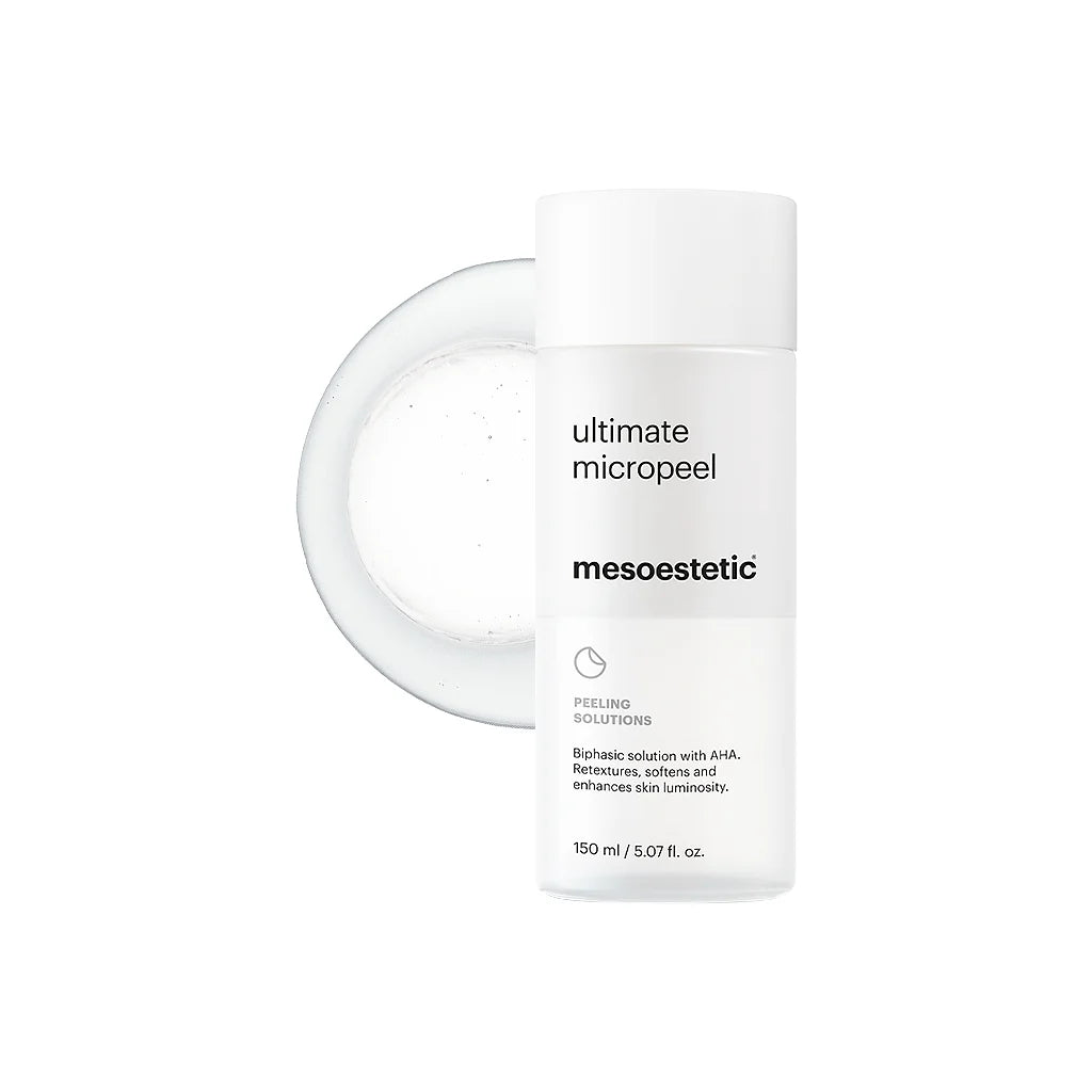 mesoestetic ultimate micropeel Textur mit Flasche